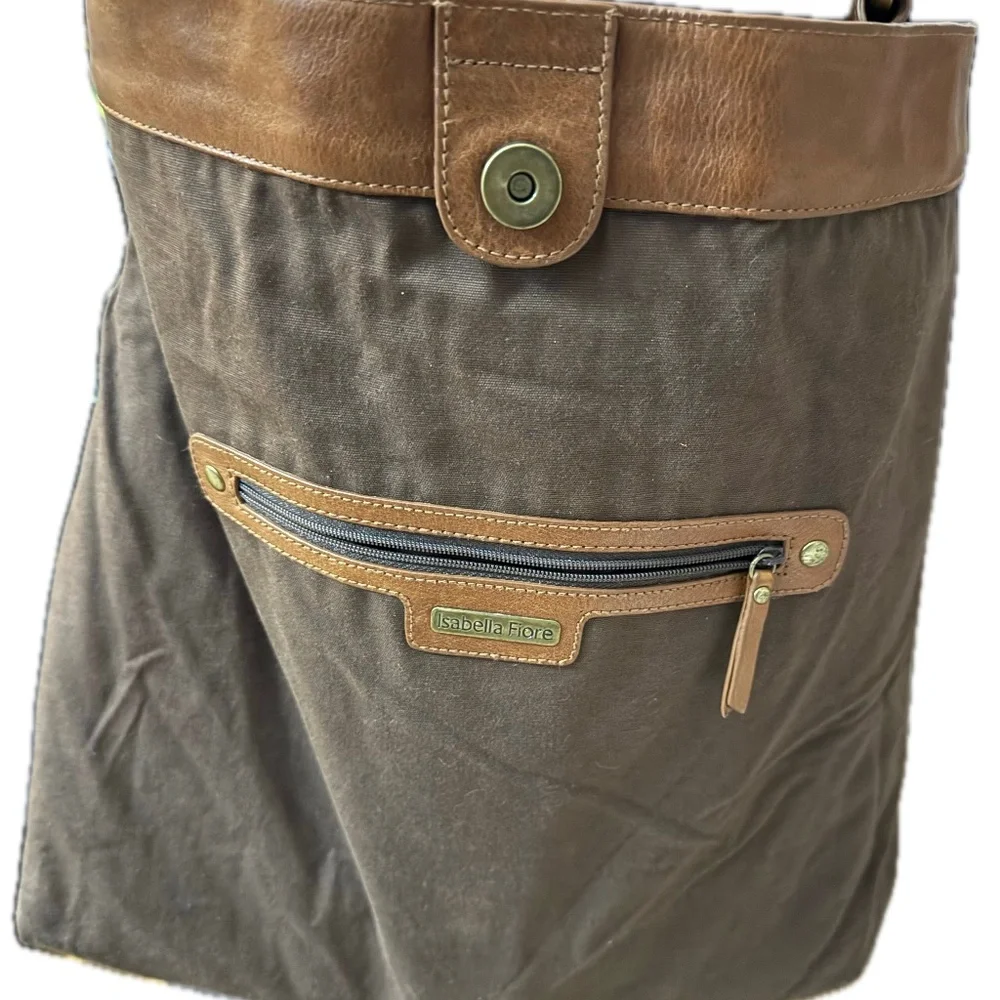 Isabella Fiore Carina Metal of Honor Stud Muffin Hobo Cognac Leather Bag - Picture 8 of 10